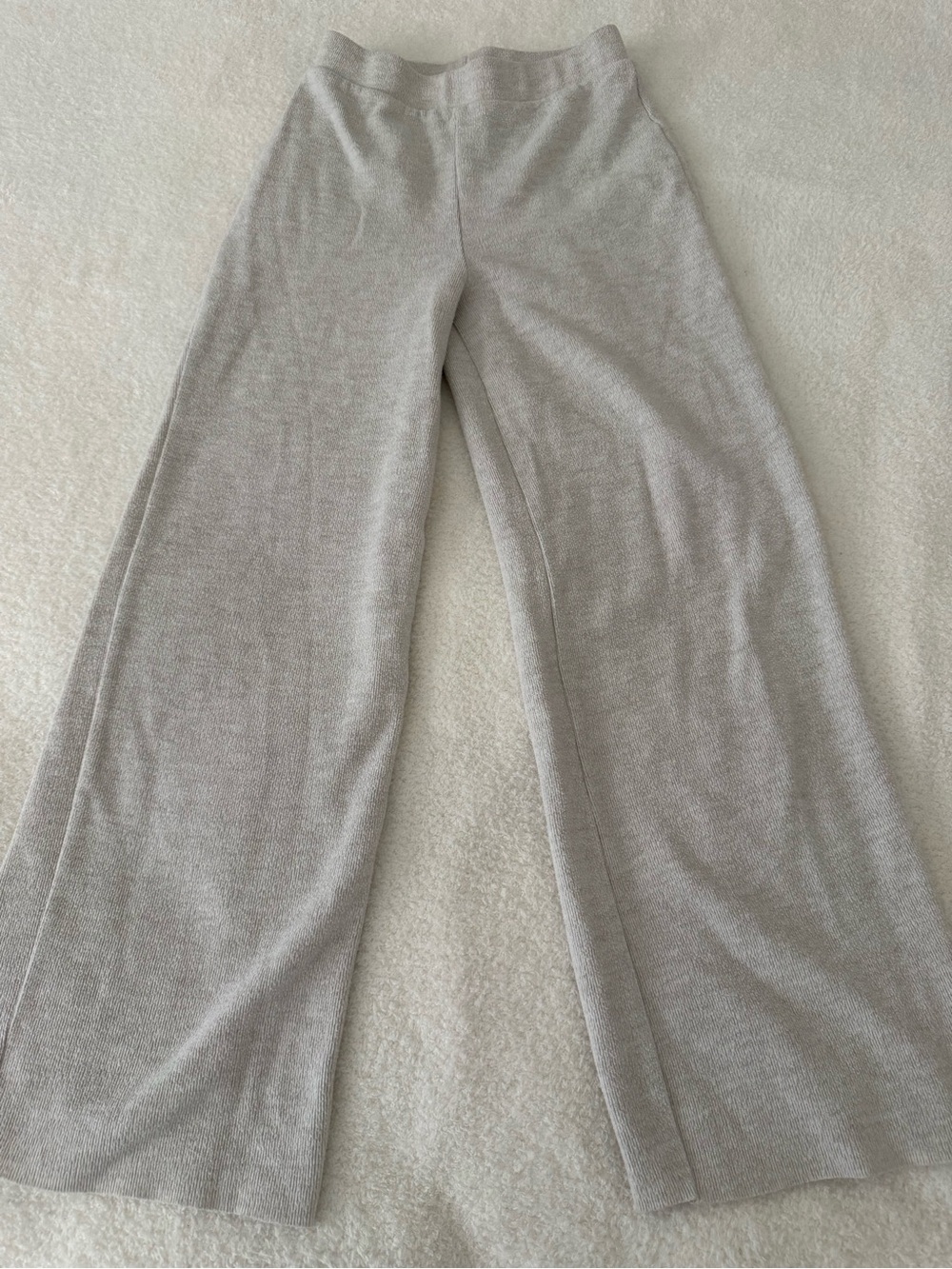 Zara Wide Leg Knit Pants in Light Gray